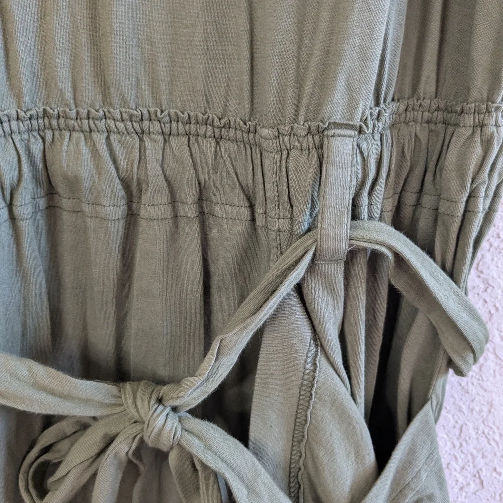 Anthropologie Olive Green Midi Dress TIE MISSING - Picture 4 of 9